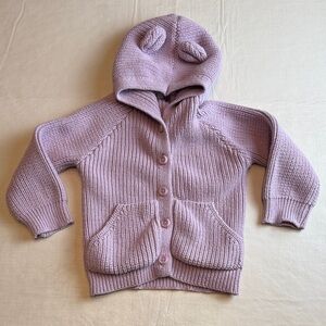 Jamie Kay Girls Lavender Frost Shaker Knit Payton Cardigan Hoodie Ears Size 2T